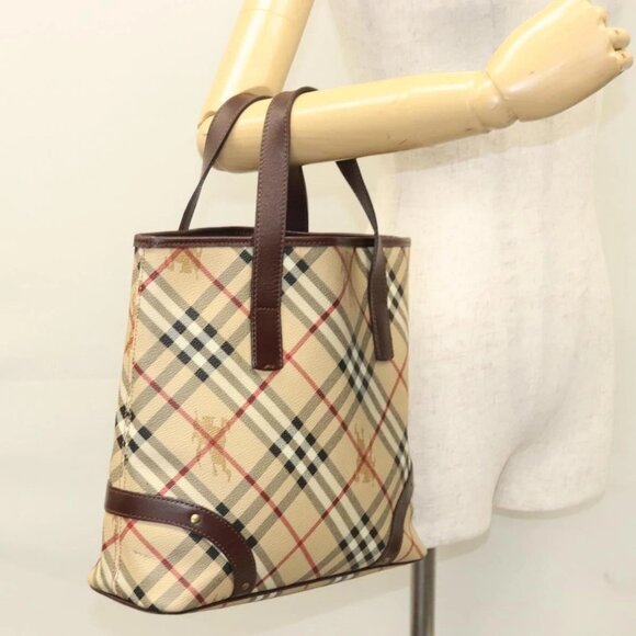 BURBERRY Nova Check Hand Bag PVC Beige Auth 121465 - Picture 14 of 16